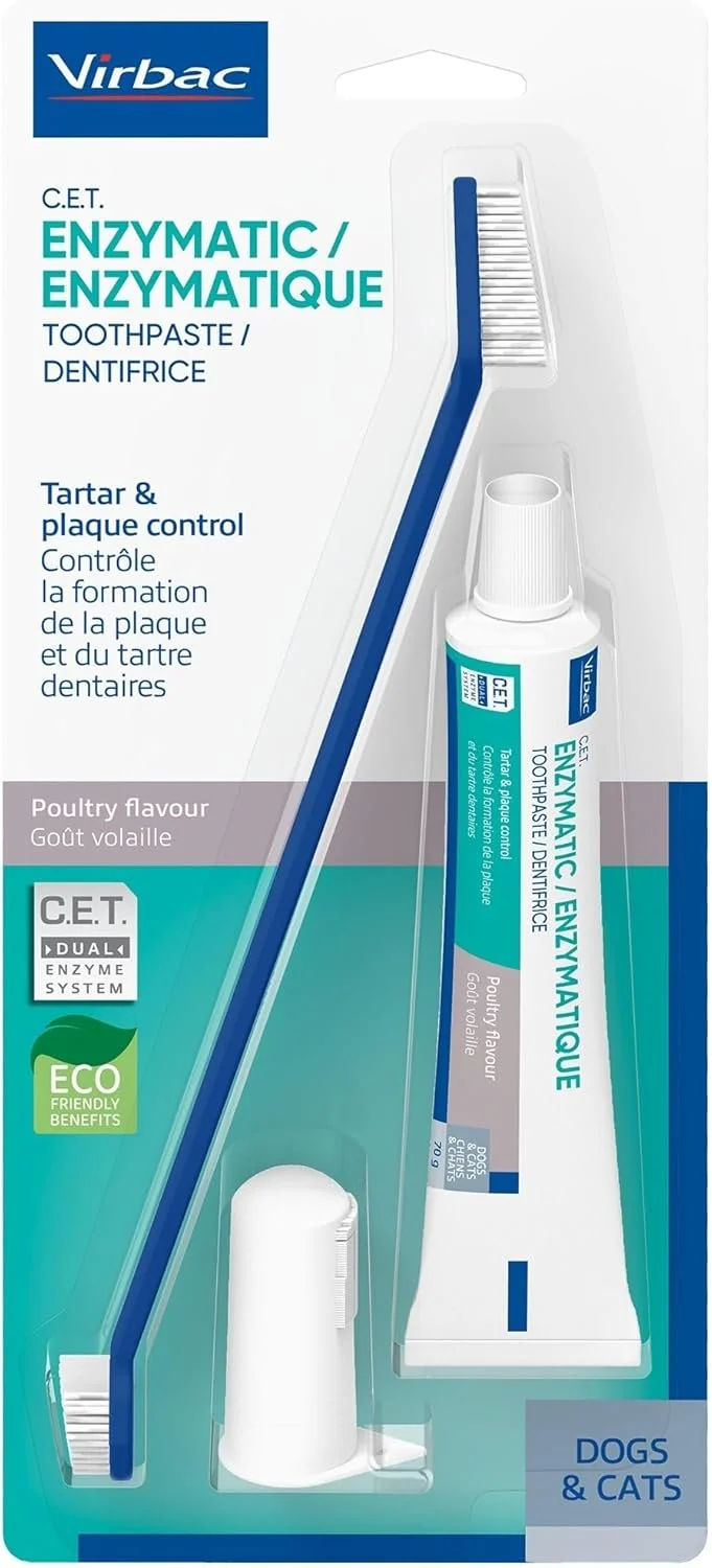 Authentic Virbac C.E.T. Enzymatic Dog Cat Dental Kit Poultry Flavor Smart