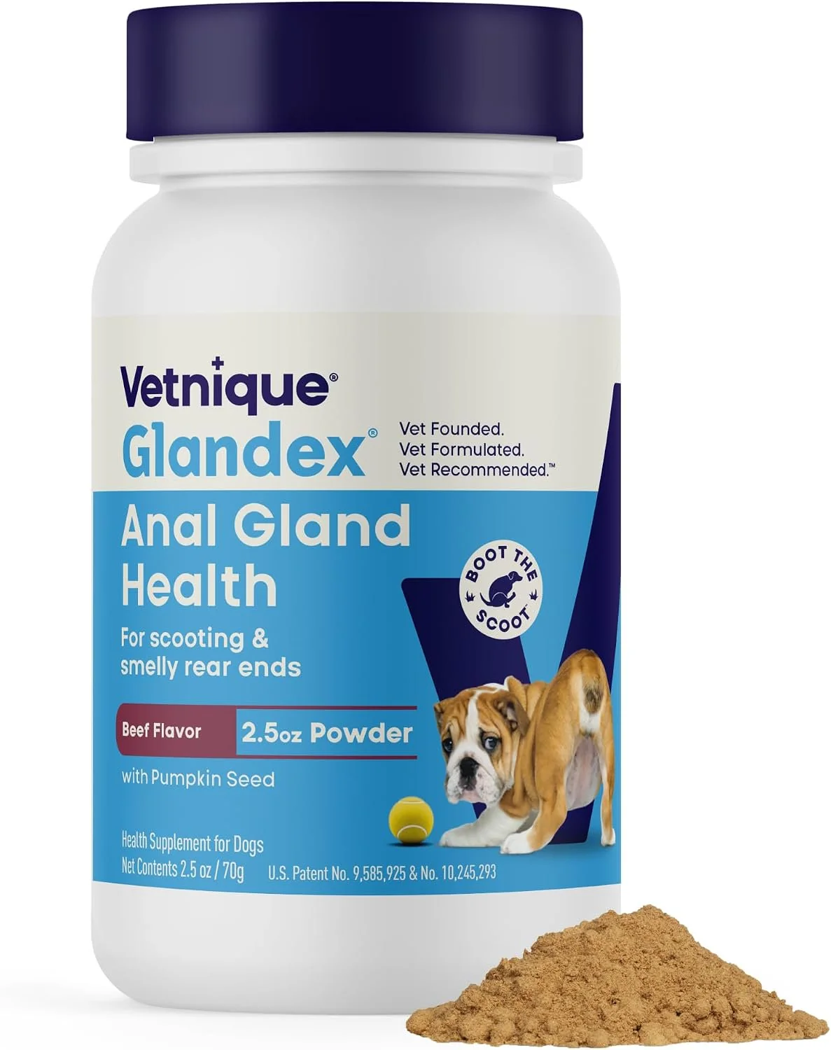 Professional Vetnique Glandex Anal Gland Supplement Powder for Dogs Beef with Pumpkin Seed 2.5-oz Smooth