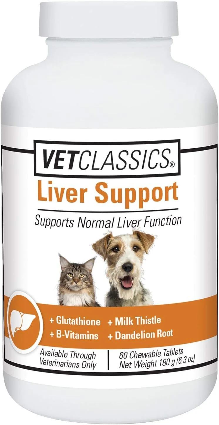 Sustainable VetClassics Liver Support Chewable Tablets Dog Cat Supplement 60 Count Efficient