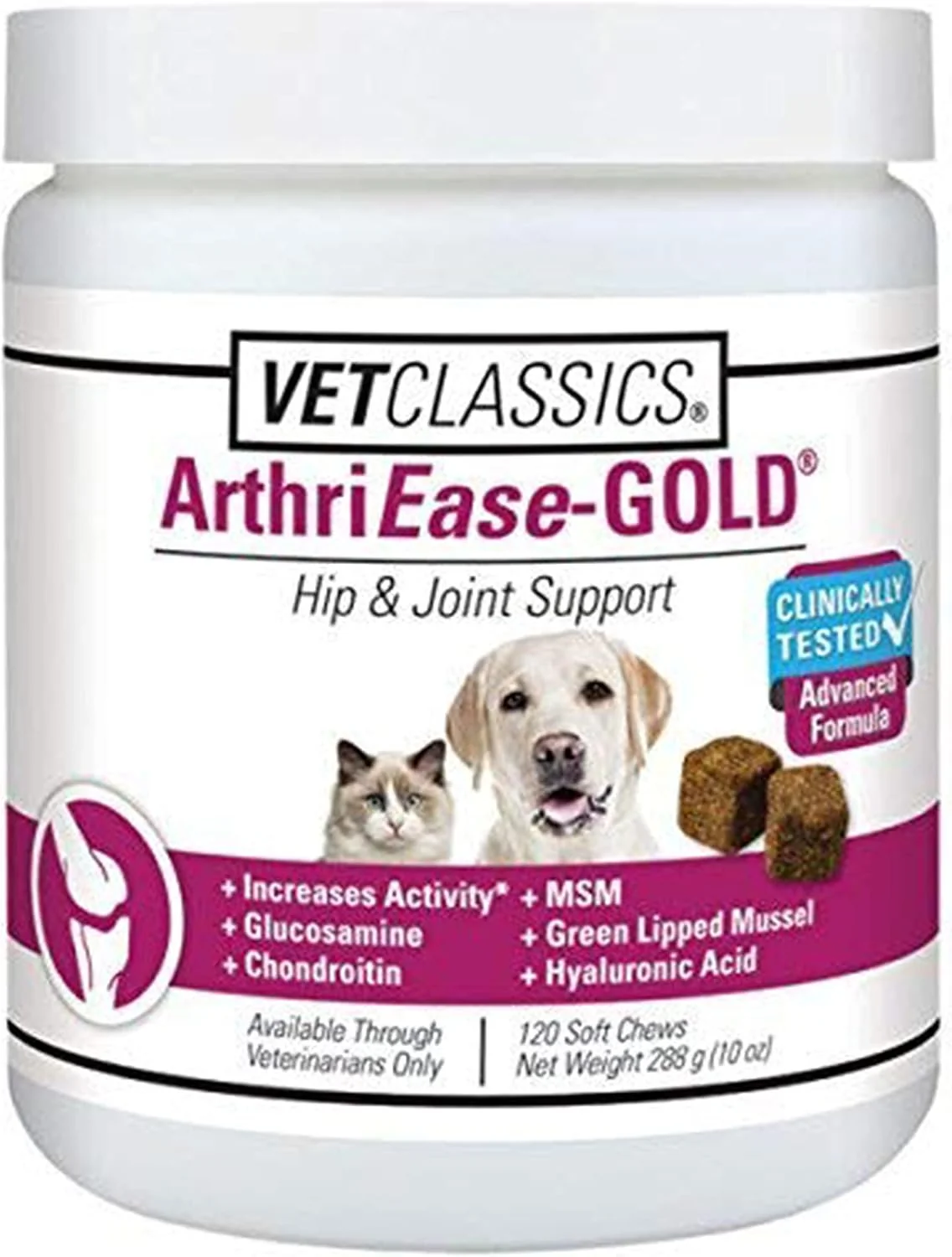 Innovative VetClassics ArthriEase GOLD Hip Joint Support Soft Chew Dog Cat Supplement 120 Count Healthy