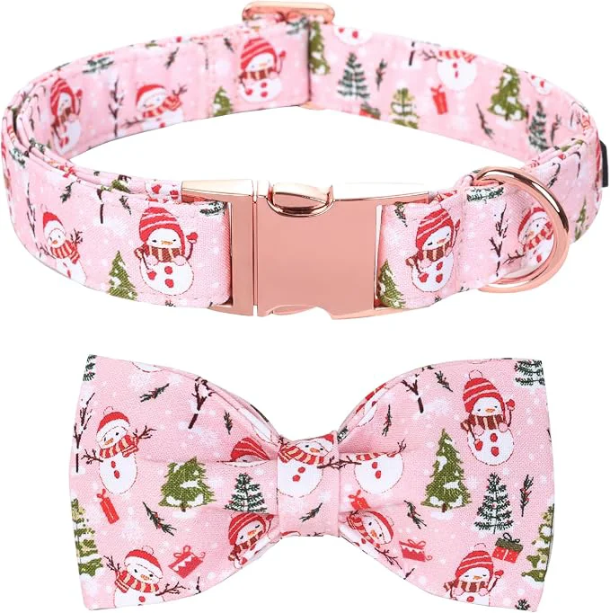 Certified Christmas Dog Collar Christmas Tree and Snowman Print Cute Winter Holiday Official