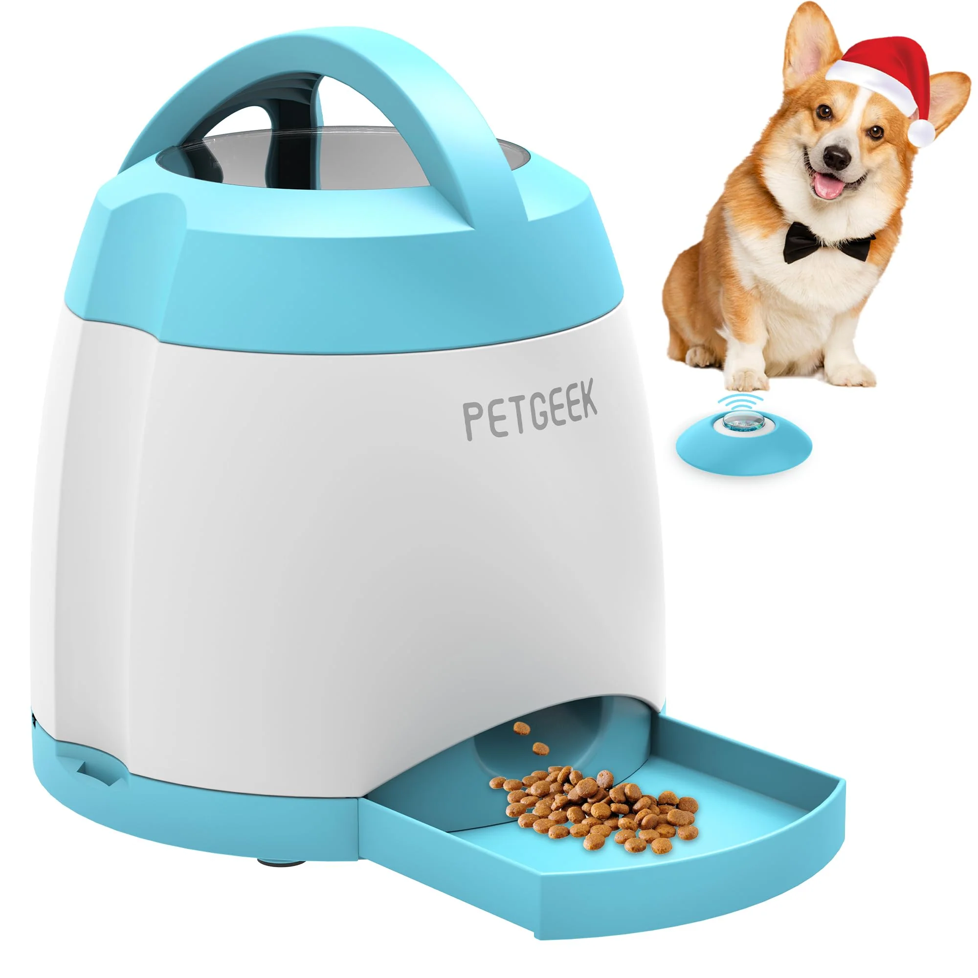 Powerful PETGEEK Automatic Dog Treat Dispenser — Interactive Puzzle Toy for IQ Training Blue Functional