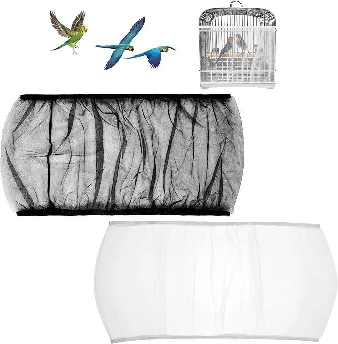 2Pcs Bird Cage Seed Catcher Soft Airy Bird Cage Net Guard Net Cover Stretchy Sustainable