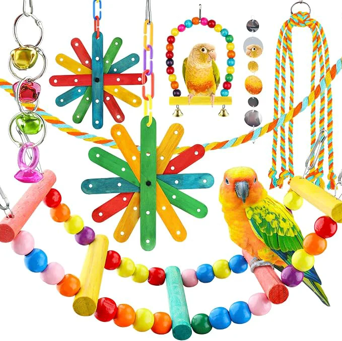 Environmentally Friendly 8 pcs Bird Toys for Parakeets Verified