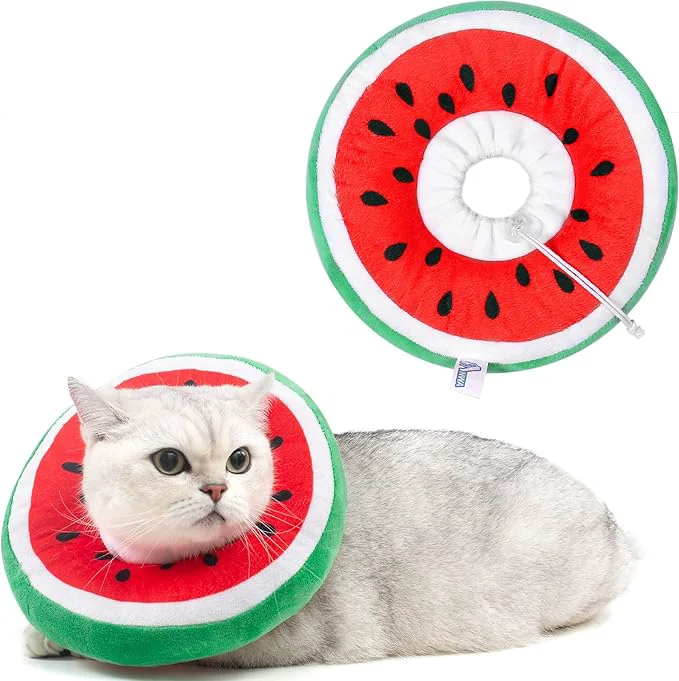 Stylish ANWA Adjustable Cat Cone Collar Soft Cute Cat Donut Collar After Surgery Flexible