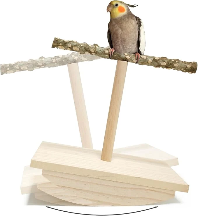 Original Design Natural Wood Bird Perch Stand Rocking Perch Sophisticated