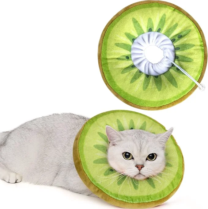 Long-Lasting ANWA Adjustable Cat Cone Collar Soft Cute Cat Donut Collar After Surgery Functional