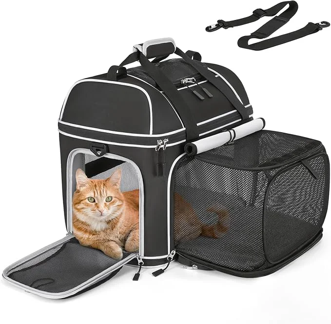 Enhanced Expandable Pet Carrier NOBLE DUCK Soft-Sided Cat Dog Carrier 17x11.8X Inches Advanced