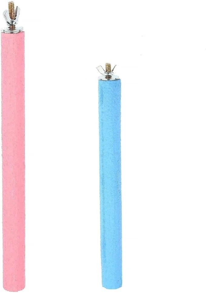 Excellent Bird Cage Perch Parrot Sand-Surface Stand 2Pack Grinding Wood Stick Platform Stylish
