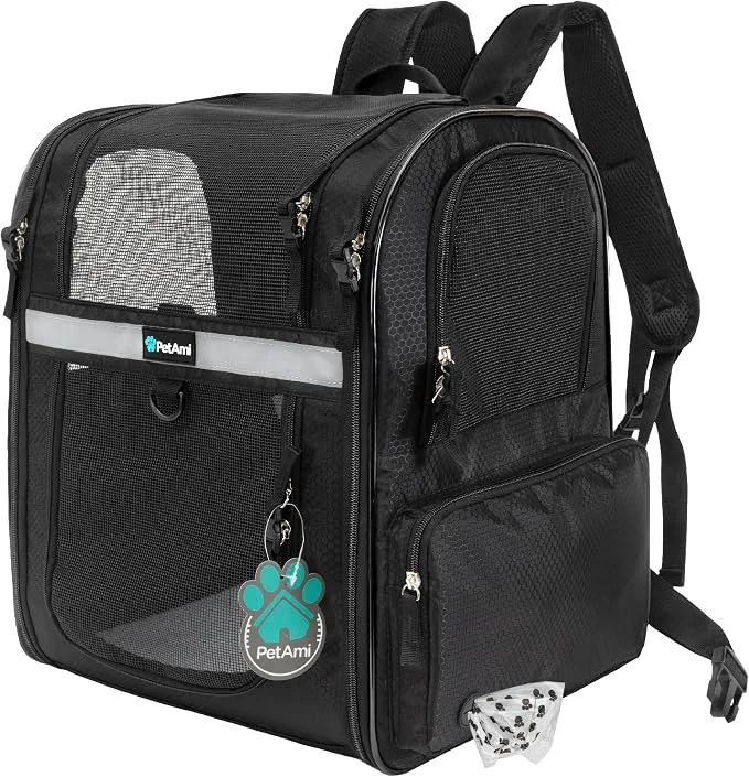 Exceptional PetAmi Dog Backpack Carrier for Small Large Cat Ventilated Pet Hiking Backpack Natural