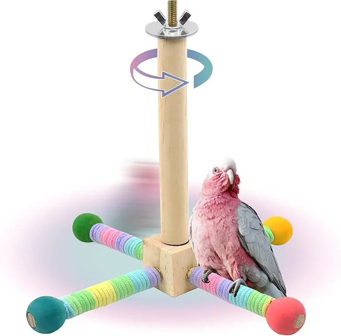 Modern Upgraded Parrot Perch Toy Rotating Bird Perch Stand Authentic