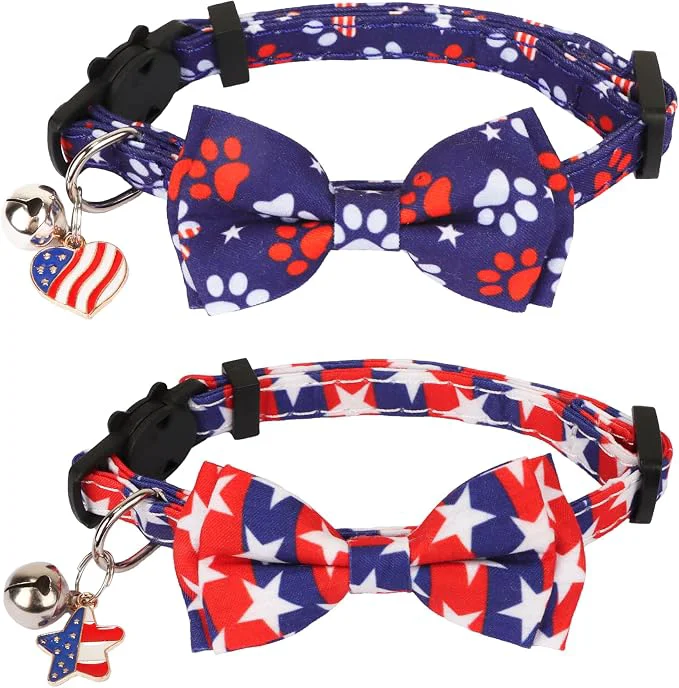 Exclusive ADOGGYGO American Flag Cat Collar Breakaway Prestigious