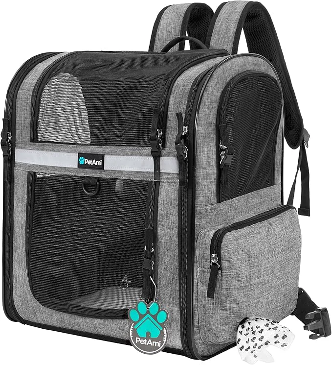 Casual PetAmi Dog Backpack Carrier for Small Large Cat Ventilated Pet Hiking Backpack Eco-Friendly