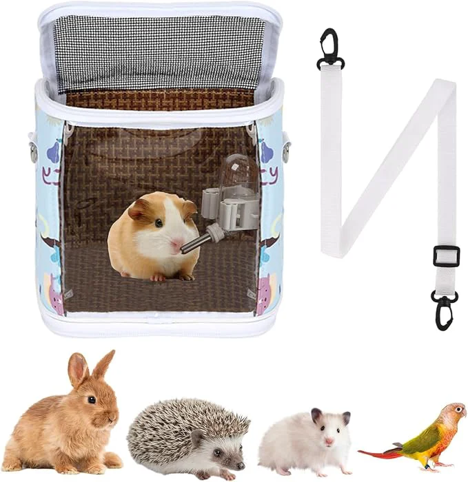Stylish Guinea Pig Carrier with Water Feeder Small Animal Hamster Carry Pouch with Fine Crafted