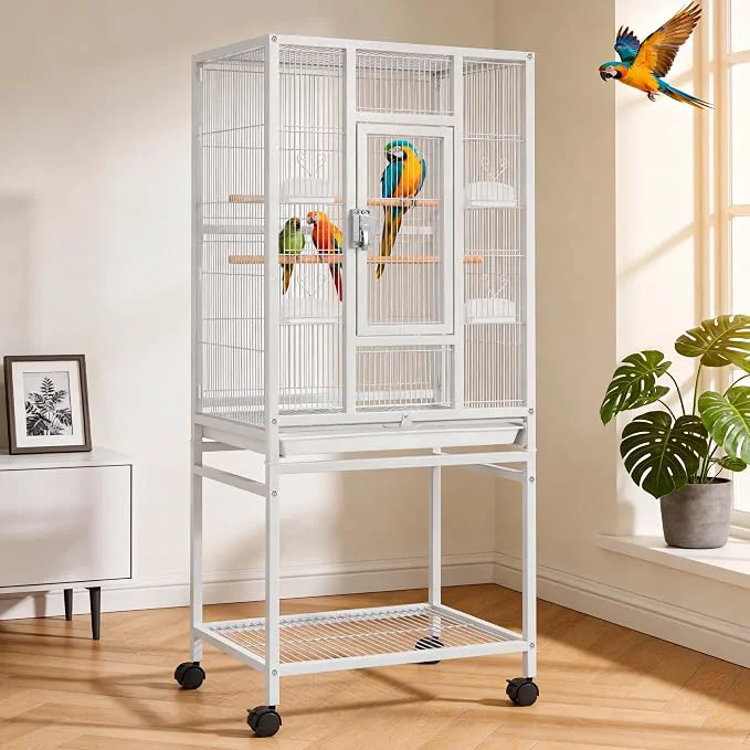 Expertly Made DWVO 53.9-Inch Metal Bird Cage Large Parrot Cages Detailed