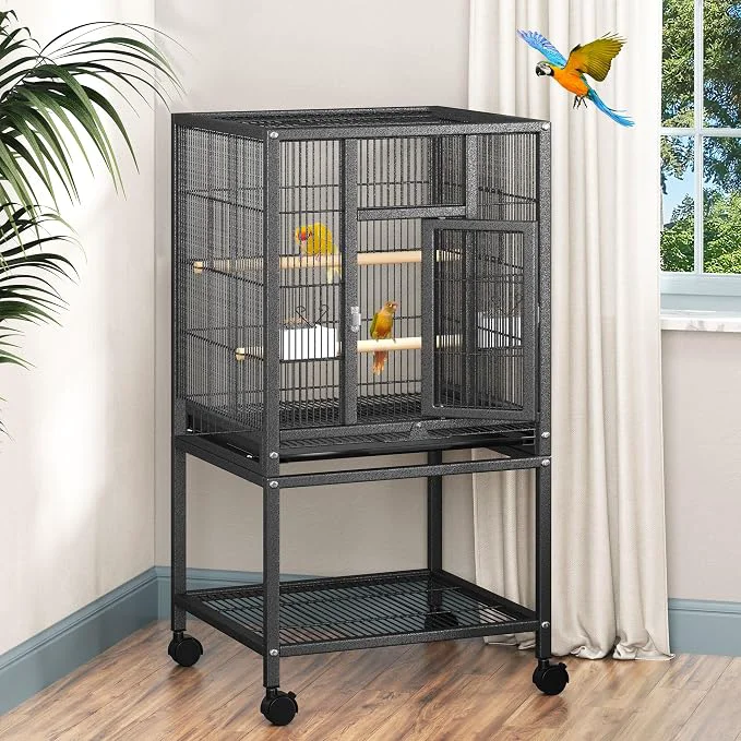 Solid DWVO 41-inch Metal Bird Cage Large Parrot Cages High-End