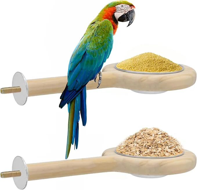 Expertly Made ASOCEA 2 Pack Bird Perch Feeding Cup Bowls First-Class