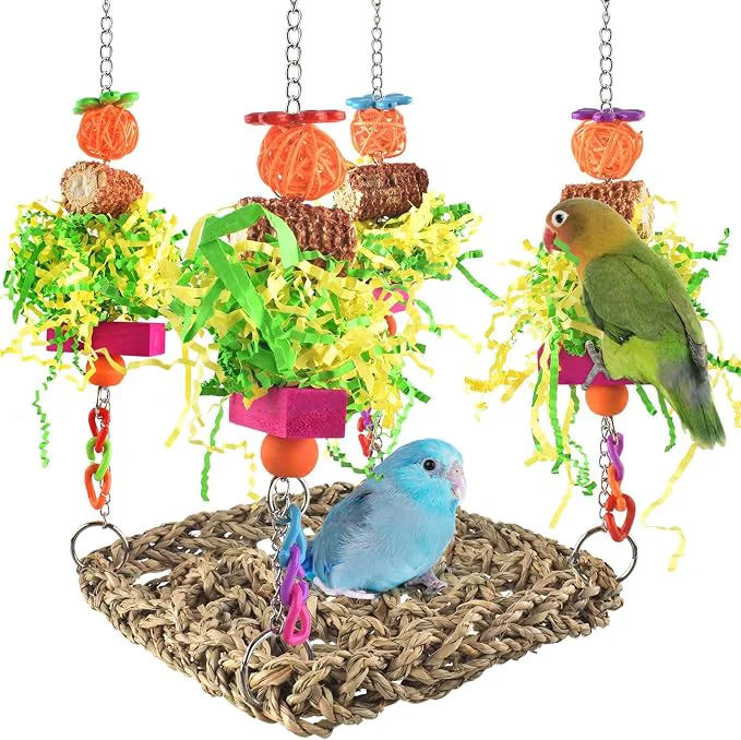 Official ERKOON Conure Toys Bird Cockatiel Toys Foraging Swing Mat Parrot Climbing Organic