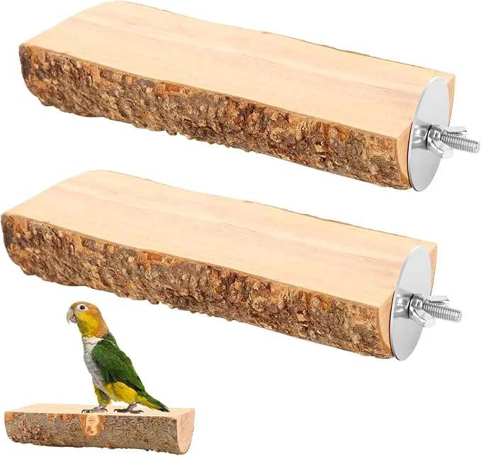 Powerful 2PCS Natural Wood Bird Perch Platform Professional