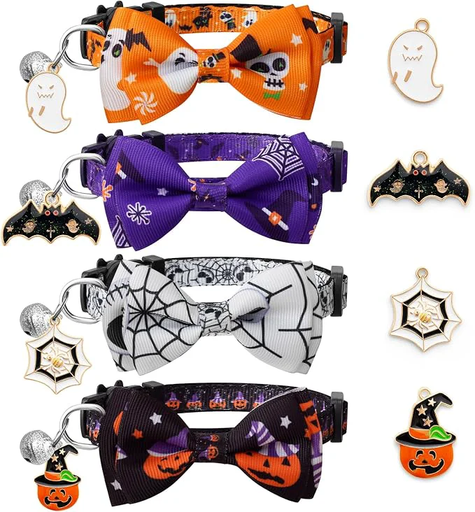 Effective LLHK 4 Pack Halloween Cat Collar Environmentally Friendly