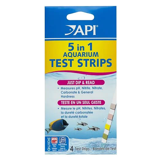Innovative API 5-IN-1 TEST STRIPS Freshwater and Saltwater Aquarium Test Strips 4-Count Box Professional