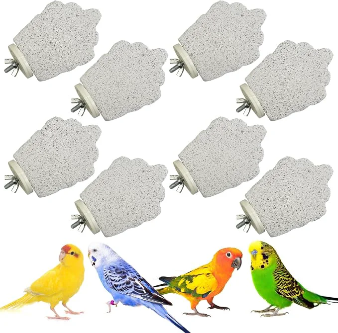 Classic PINVNBY 8 PCS Bird Perches Calcium Parrot Perch Stand Bird Beak Grinding Stone Sustainable