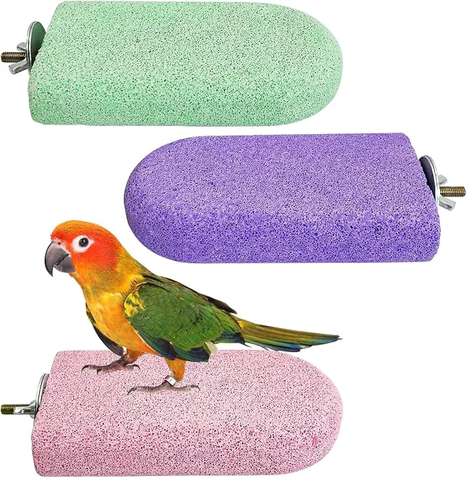 Trusted PINVNBY 3 PCS Bird Perches Calcium Parrot Perch Stand Bird Beak Grinding Stone Prestigious