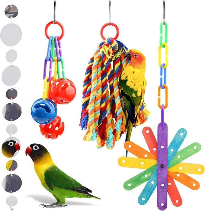 Eco-Friendly Small Bird Toys Parakeet Cage Accessories Parakeet Toys Swing Hanging Safe