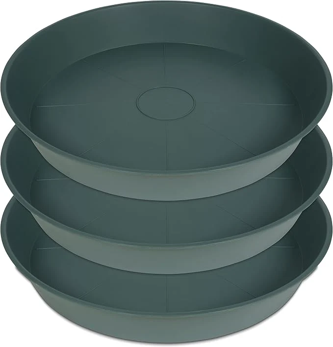 Secure 3 Pack of 20 22 inch Plant Saucer 3.6 Depth Tray Large Deep Garden Plastic Long-Lasting