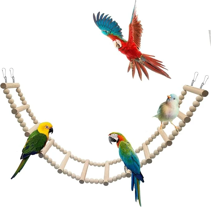 High-End Bird Ladder Bridge Wooden Pet Hamster Climbing Swing Toys Cage Accessories Quality