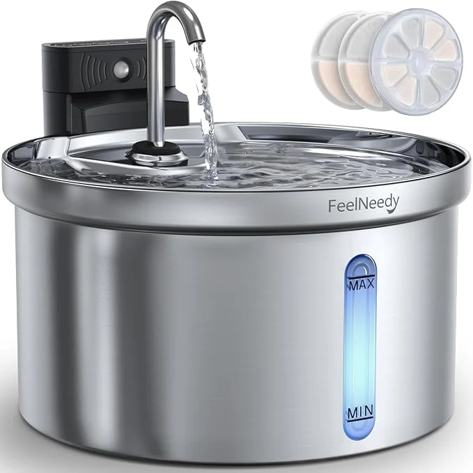 Dependable Wireless Cat Water Fountain FEELNEEDY Stainless Steel Automatic Pet Water Superior