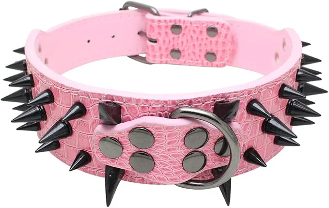 Carefully Designed Serijoars Spiked Studded Dog Collar PU Leather Dog Collar Adjustable Pet High-Performance