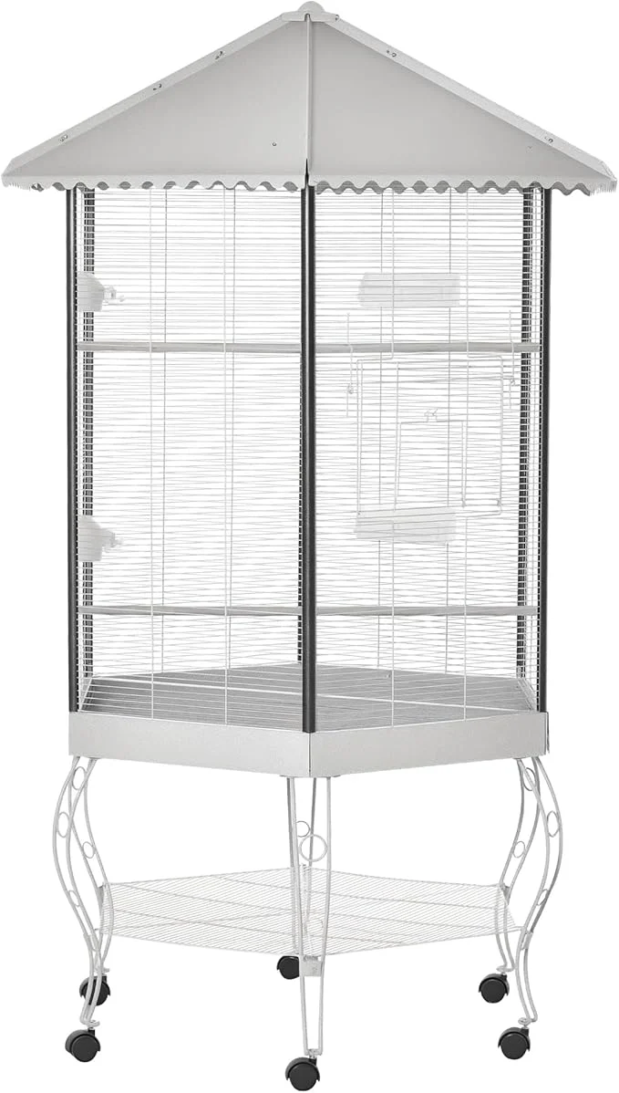 Crafted PawHut 44 Hexagon Covered Canopy Portable Aviary Flight Bird Cage Official