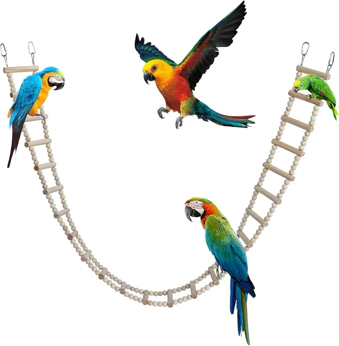 Reusable Bird Ladder Bridge Wooden Pet Hamster Climbing Swing Toys Cage Accessories Practical