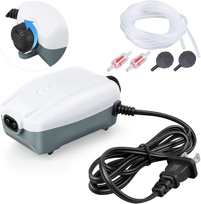 Powerful HITOP Dual Outlet Aquarium Electric Air Pump Whisper Adjustable Fish Tank High-Quality