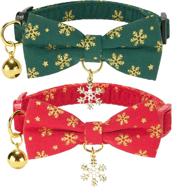 Excellent 2 Pack Christmas Cat Collar Premium Material