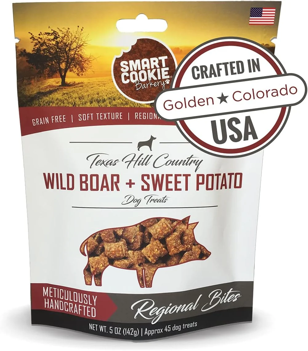 Reusable Smart Cookie All Natural Dog Treats - Wild Boar Sweet Potato - Training Treats for Dogs with Allergies Sensitive Stomachs - Soft Dog Treats Chewy Grain Human-Grade Made in USA - 5oz Bag Contemporary