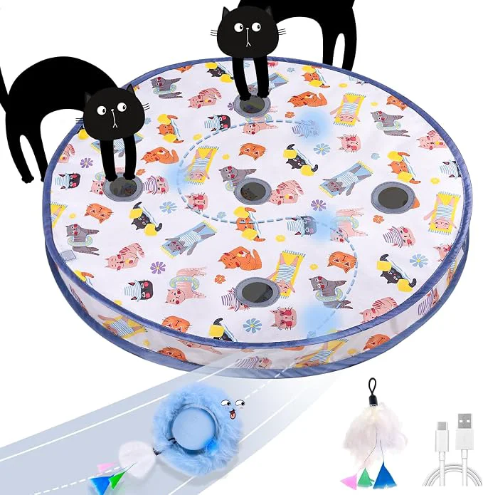 Contemporary ORSDA Interactive Cat Toys Ball Automatic Fast Rolling Ball in Pouch Hide and Lightweight