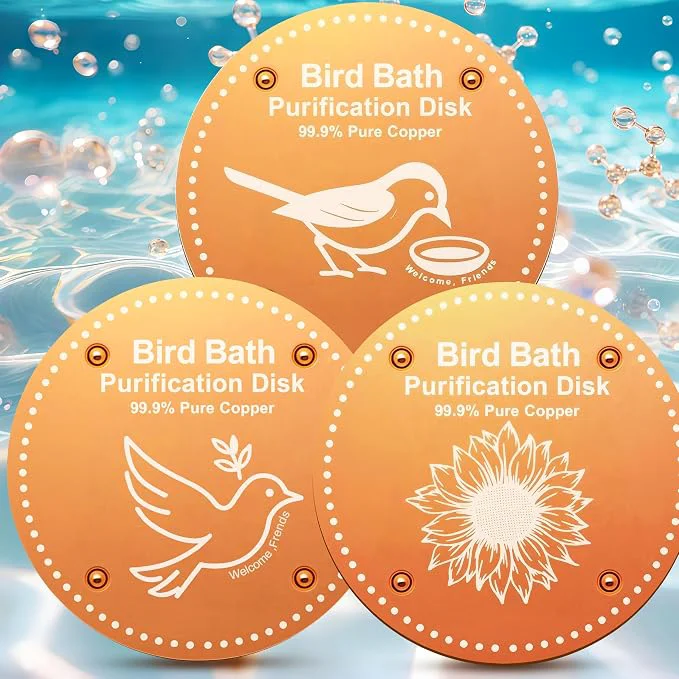 Solid Bird Bath Purification Disk Pure Copper Outside Winter Solar Power Birdbath Powerful
