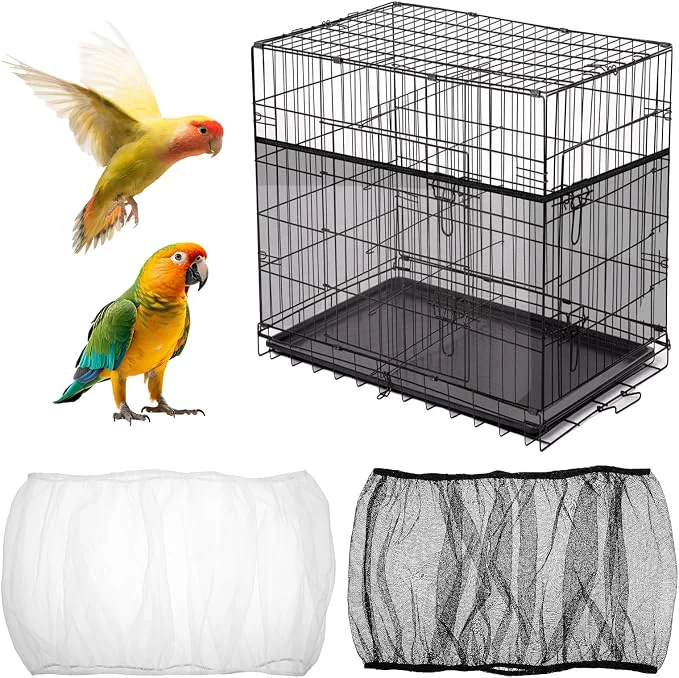 Original Design 2pcs Large Bird Cage Seed Catcher Guards Breathable Airy Nylon Mesh Material Exclusive
