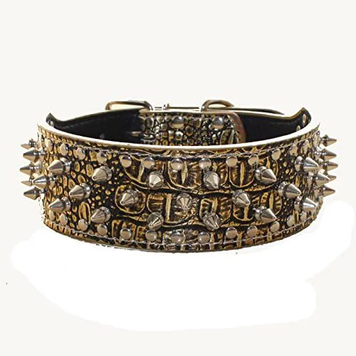 Certified Serijoars Spiked Studded Dog Collar PU Leather Dog Collar Adjustable Pet Authentic
