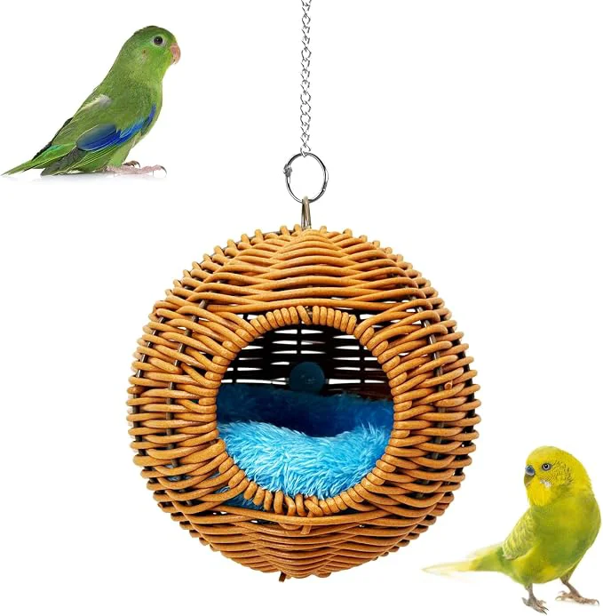 Unique BNOSDM Rattan Bird Nest Parrot Nesting House Parakeet Hanging Swing Soft Carefully Designed