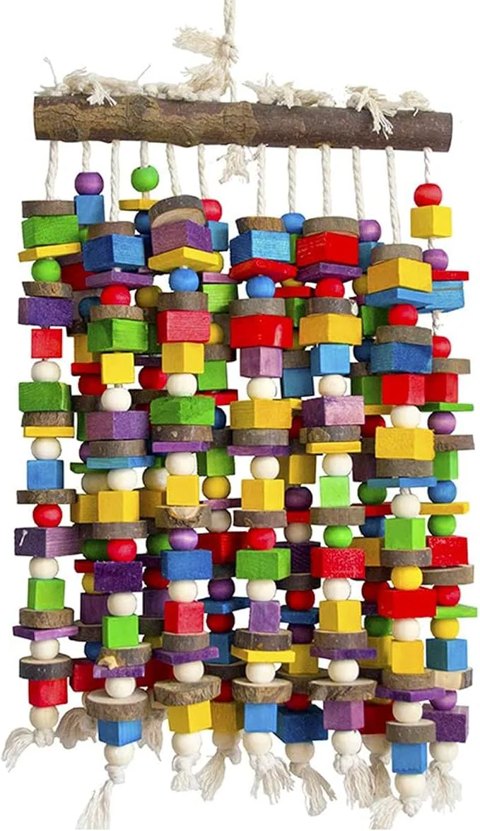 Long-Lasting Deloky Extra Large Bird Parrot Chewing Toy-Multicolored Natural Wooden Blocks Outstanding