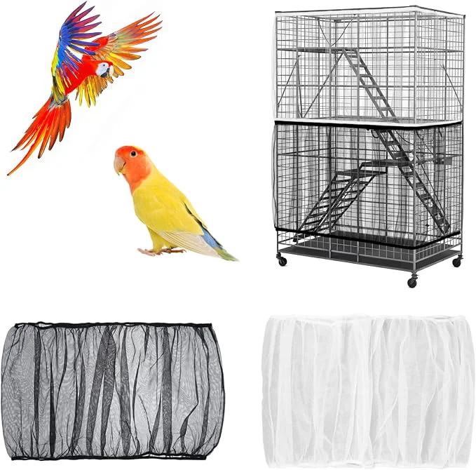 Trusted 2PCS Bird Cage Seed Catcher Nylon Adjustable Elastic Bird Cage Net Cover Skirt Functional