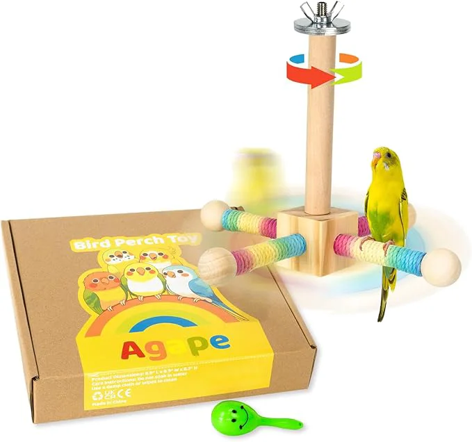Dependable Agape Bird Toy Parrot 360° Interactive Rotating Perch Bird Cage Accessories Functional