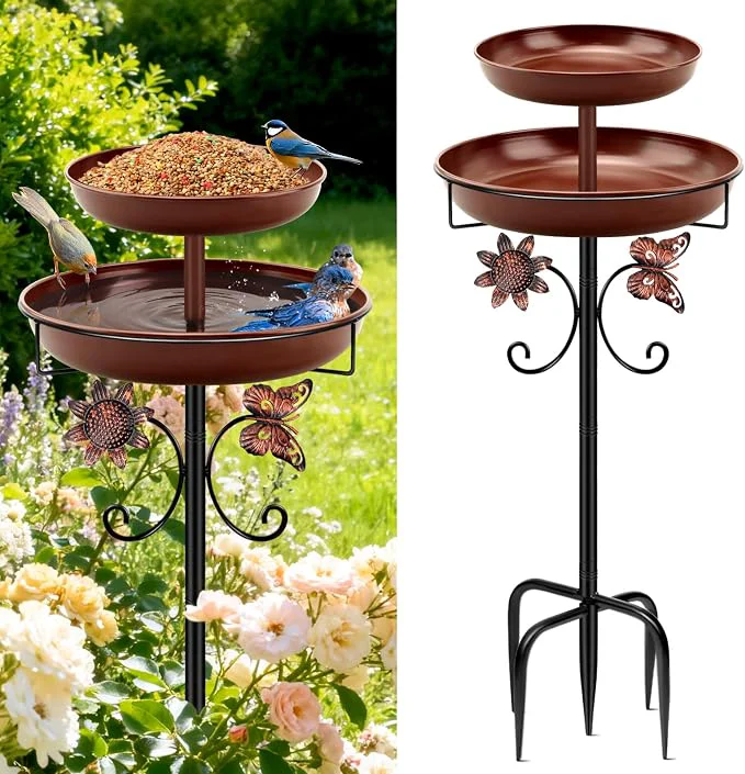 Solid Daoeny Bird Bath for Outside 42In Vintage standing Birdbaths for Outdoors Functional