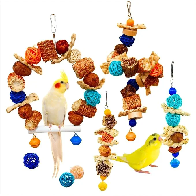 Healthy Parakeet Swing Toys Bird Cage Hanging Chewing Toys Natural Bird Parrot Toys Verified