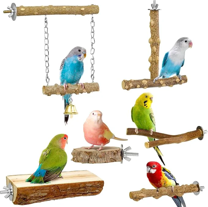 Refined Bird Perches Bird Perch Chewing Stick Cage Accessories Parrot Climbing Convenient