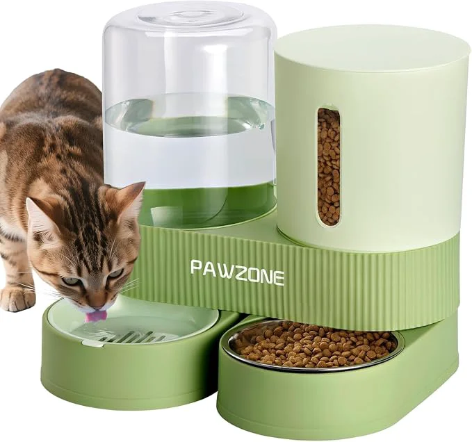 Contemporary 2 Pack Automatic Cat Feeder Stainless Steel Water Dispenser Gravity Food Feeder Expertly Made