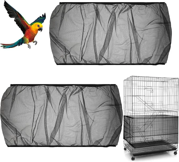 Recyclable 2PCS Bird Cage Cover Bird Cage Seed Catcher Birdcage Cover Skirt Airy Nylon Contemporary